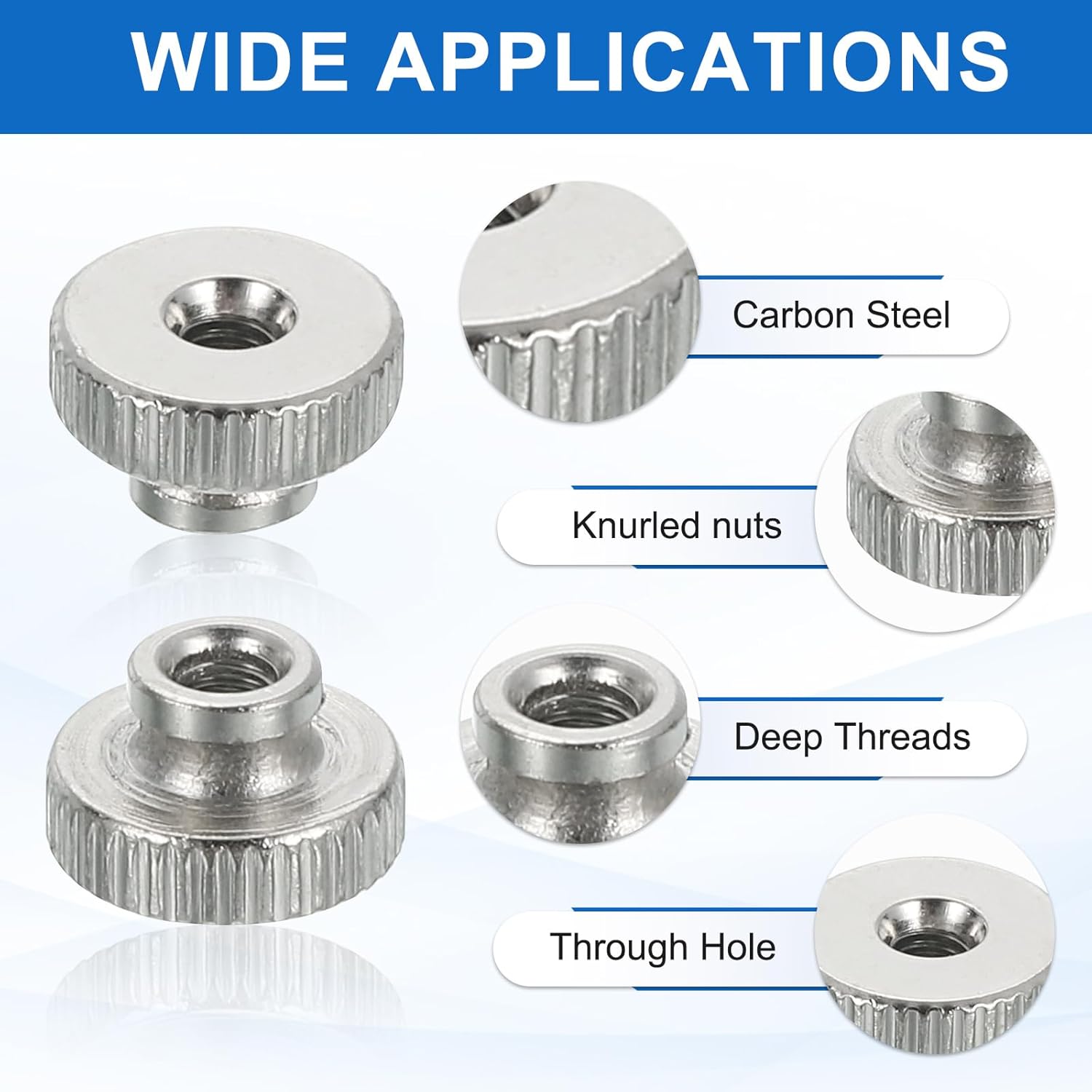 26 Pieces Of Knurled Handle Nuts, M3x7mm Carbon Steel Nut Round Iron Knobs High Head Fasteners With Through Hole, Silver