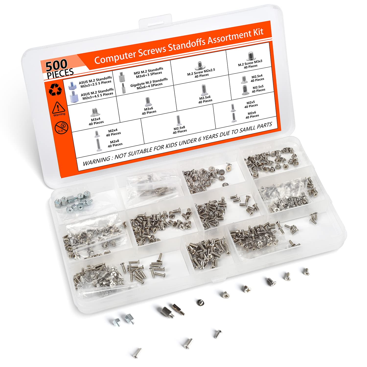 500PCS M2 SSD Mounting Screws Kit Computer Motherboard Standoffs for