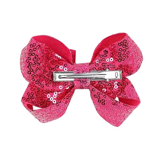 Miniatura 8 de Lindos lazos para el cabello con lentejuelas brillantes de color amarillo yema de 3.8 pulgadas, paquete de 2 para niñas pequeñas