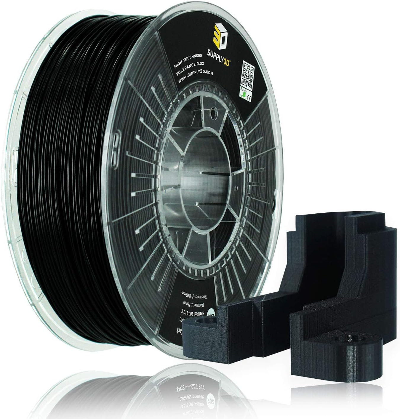 ABS Black Filament Dimensional Accuracy +/- 0.03 MM 1 KG, 1.75 MM, Black