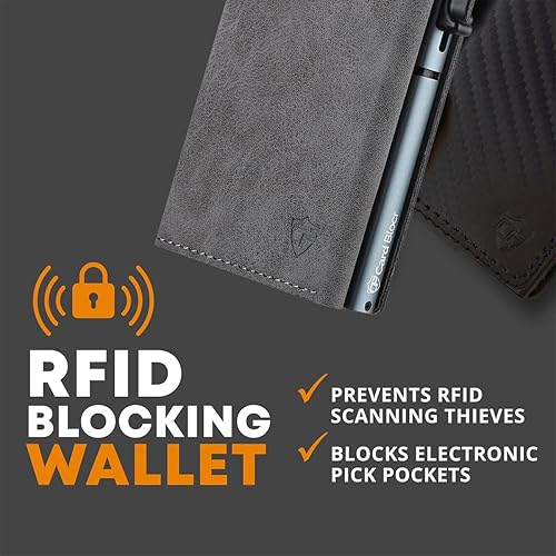 Miniatura 9 de Conceal Plus - Cartera Card Blocr para tarjetas de crédito, bloqueo RFID, delgada, minimalista, tarjetero desplegable (piel sintética, gris y
