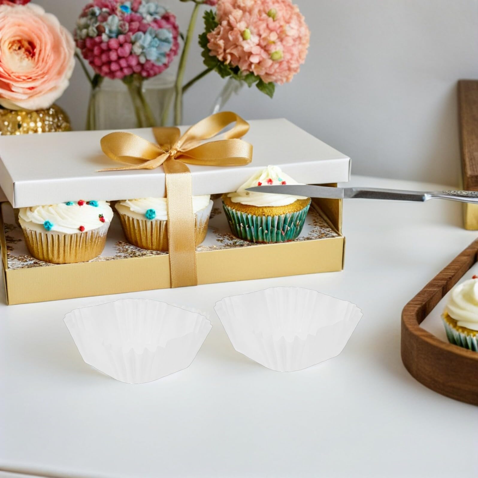 3000 Piezas Moldes Cuadrados para Cupcakes, de Papel de Pulpa de Madera, Antiadherentes y Resistentes al Aceite, Ideales para Pasteles de Luna y Postres Festivos