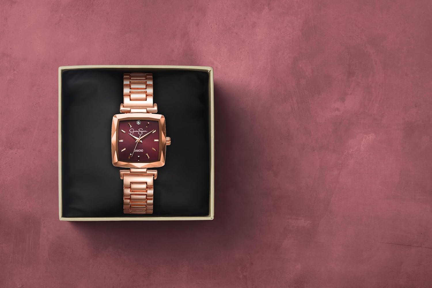 Jessica Simpson Diamond Collection Women's Square Dial Watch, Metal Band, Classic Quartz Movement, Elegant Dress Watch - Image 5