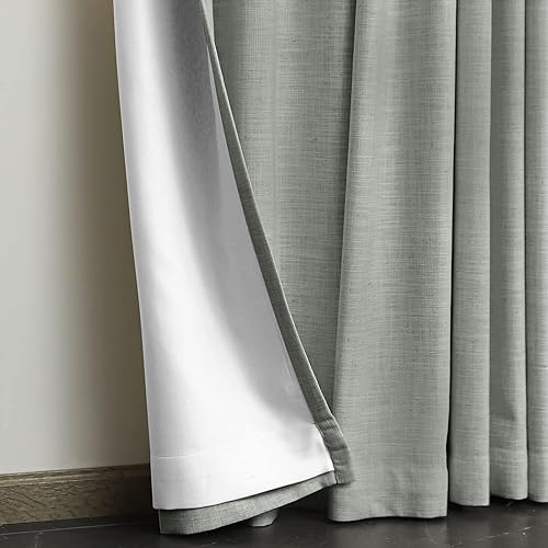 Miniatura 8 de Cortinas de lino plisadas extralargas 100 % opacas, paneles de lino para protección de privacidad, eficiencia energética, reducción de ruido para