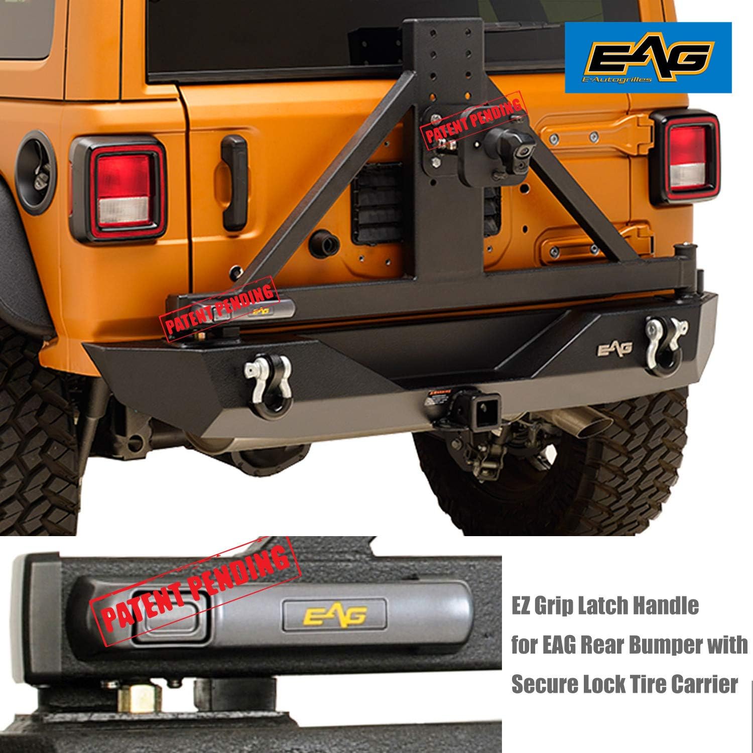 EAG Rear Bumper with Secure Lock Tire Carrier and Tire