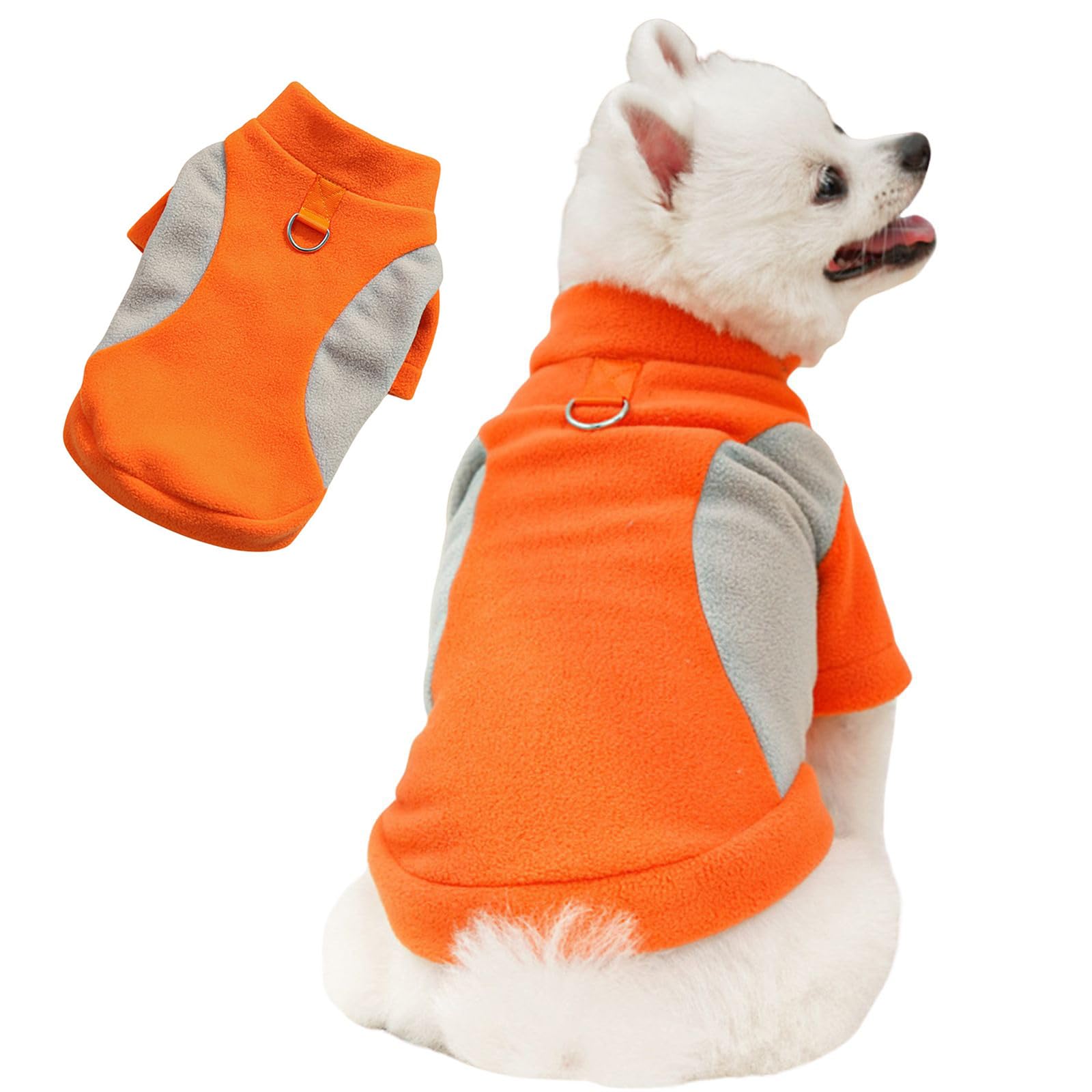 BT Bear Dog Warm Sweater Coat,Fleece Winter Sweatshirt Pullover Dog Jacket with D-ring for Medium Large Dogs,Orange_6XL