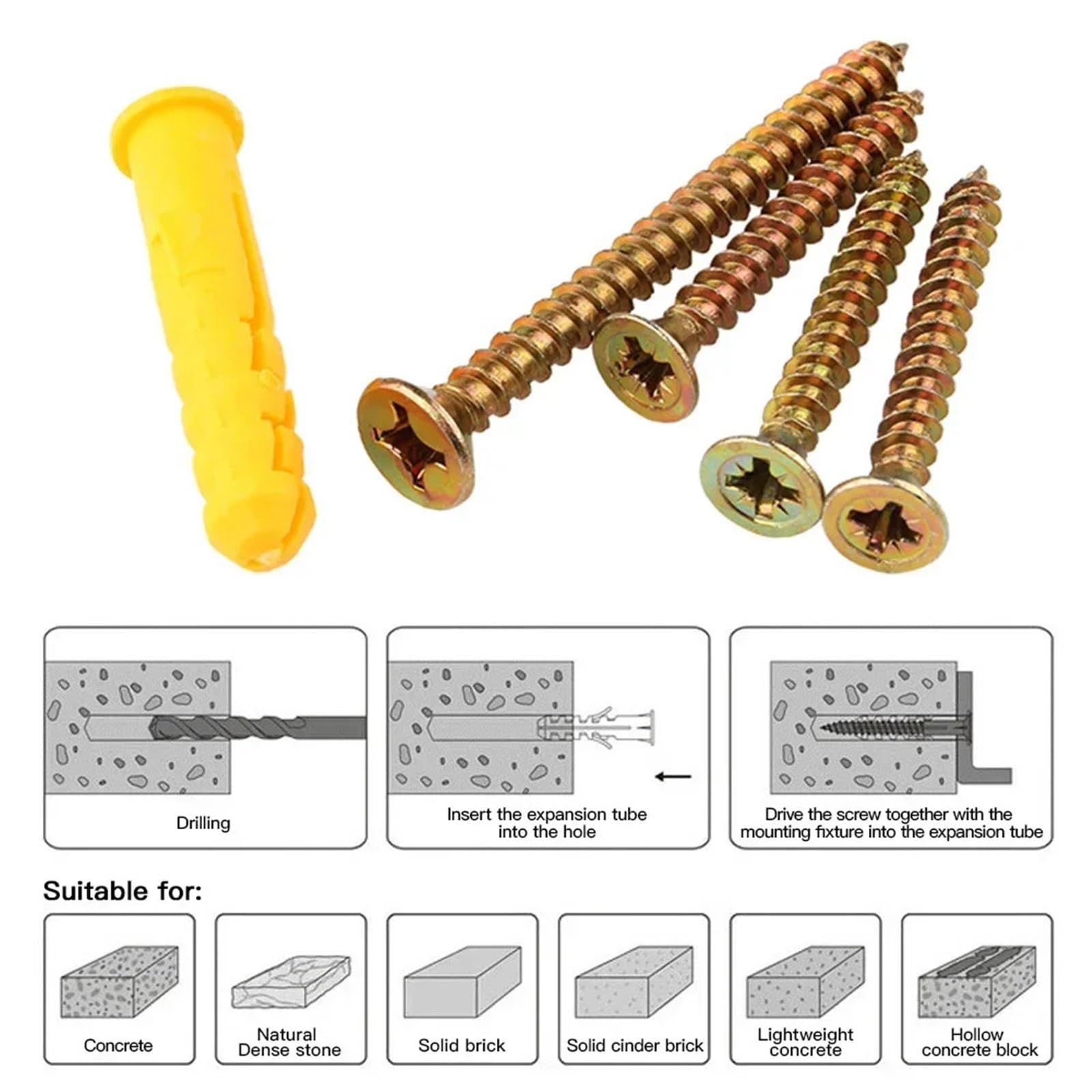 Tacos Pared M6 M8 M10 Tornillos Galvanizados Ancla for Paneles De Yeso Y Kit Surtido De Tornillos Anclas De Pared(M6 80mm (50pcs))