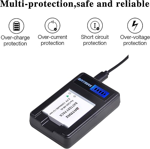 Miniatura 4 de Batmax 2 baterías NB-6L NB 6L NB-6LH de 1300 mAh + cargador USB LCD para Canon PowerShot S120, SX170 is, SX260 HS, SX280 HS, SX500 is, SX510 HS,