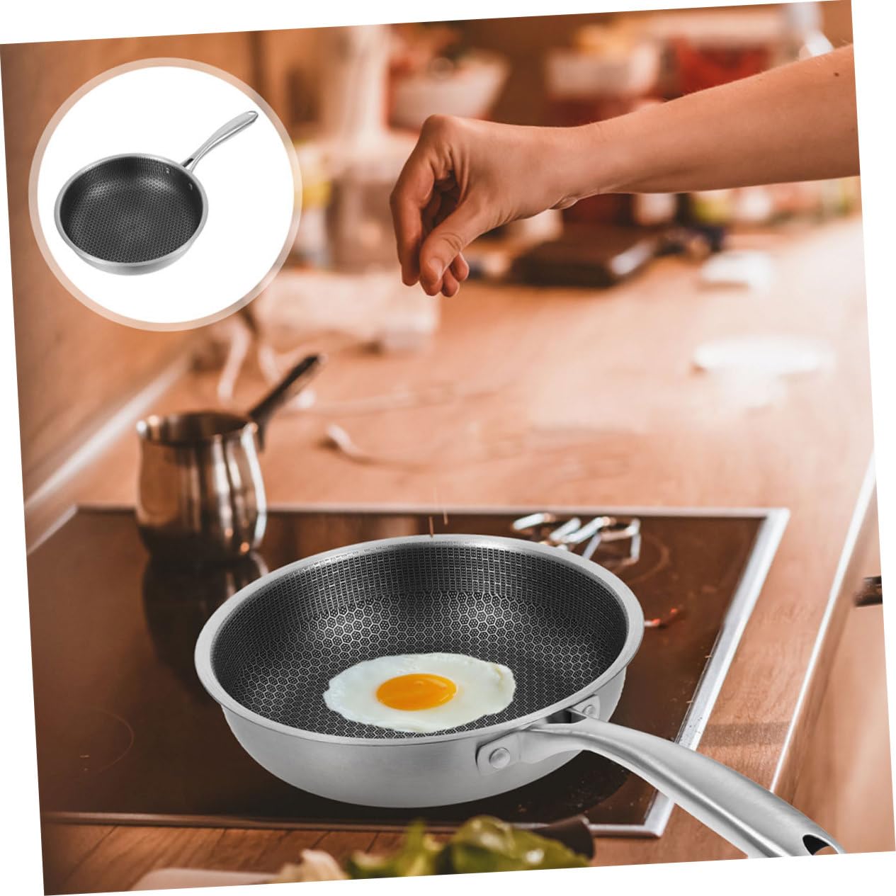 Artibetter Padella Omelette Acciaio Resistente Nido d'Arnia Antiaderente per Uova e Bistecca Distribuzione Calore Uniforme Compatibile Tutti Piani Cottura Incluso Induzione