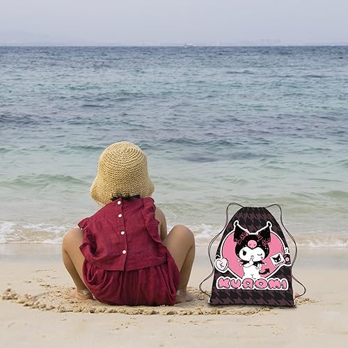 Miniatura 5 de Kuormi - Paquete de 6 bolsas de regalos de fiesta Kawaii, bolsas de golosinas Kuormi y Melody, bolsas con cordón para cumpleaños de niños (3 estilos)