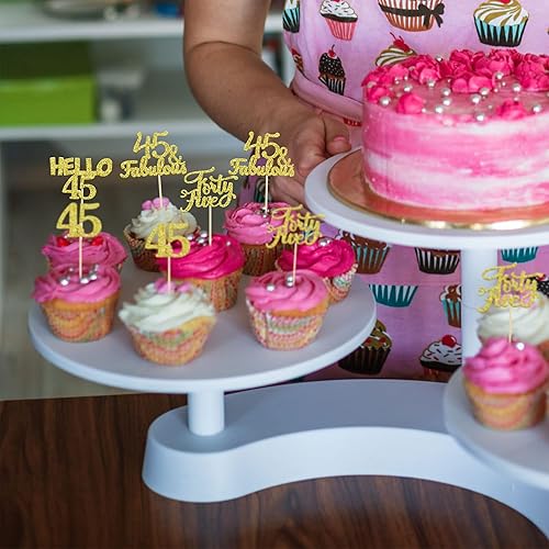 Miniatura 140 de Gyufise 24 piezas de adornos dorados para cupcakes de 10.º cumpleaños con purpurina dorada de doble dígito Hello 10 Ten Cupcake Picks para fiesta