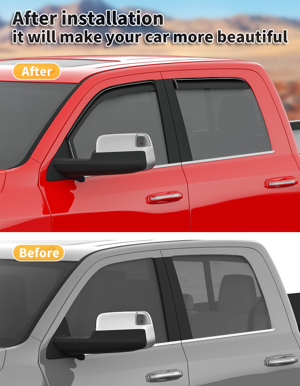 Aazon.co: In-Channel Rain Guards For Dodge RA 1500 2019-2024 Crew - Foto 12