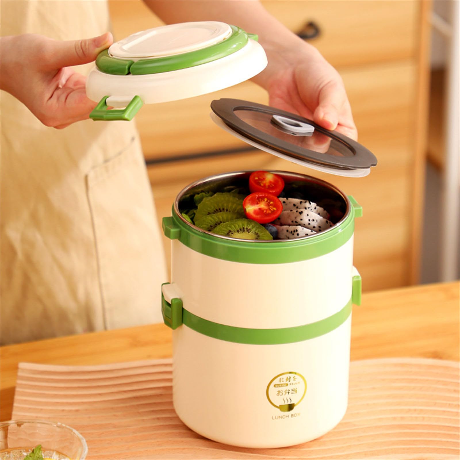 Einzigartige 304 Edelstahl-Lunchbox, auslaufsicher, Silikondichtung, Thermobehälter für Arbeit, Picknick, Mittagessen für die Schule