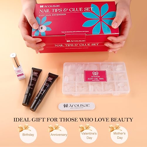 Miniatura 8 de Kit de 360 puntas de uñas cortas de almendra, juego de extensiones de uñas acrílicas transparentes en 15 tamaños, puntas de uñas postizas a presión