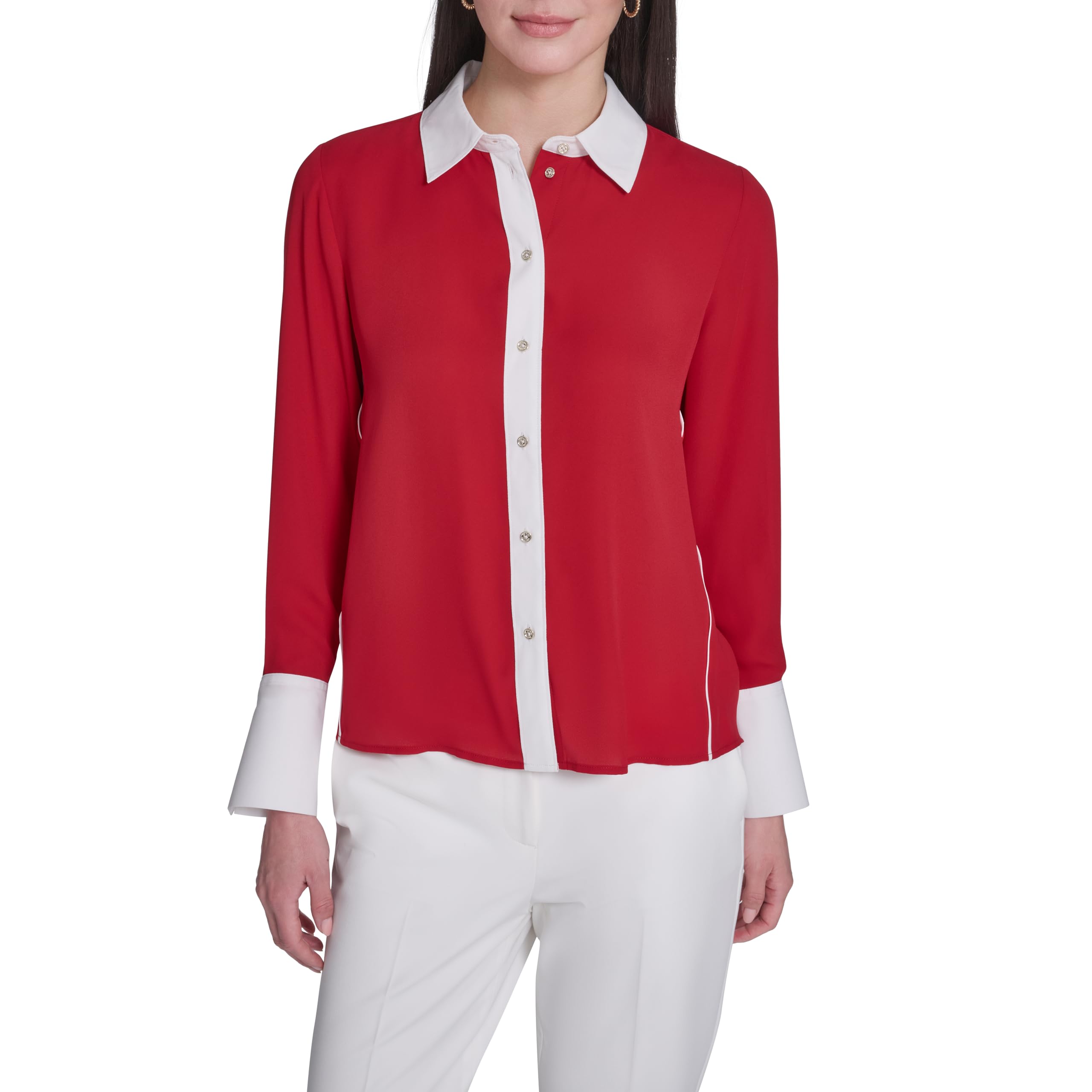 Women's Long Sleeve Shirt with Piping