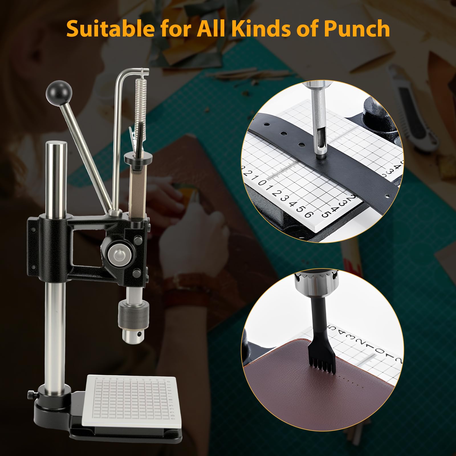 Perforadora de cuero para la máquina perforadora de cuero para manualidades y manualidades, compatible con cortadores de galletas y cinceles