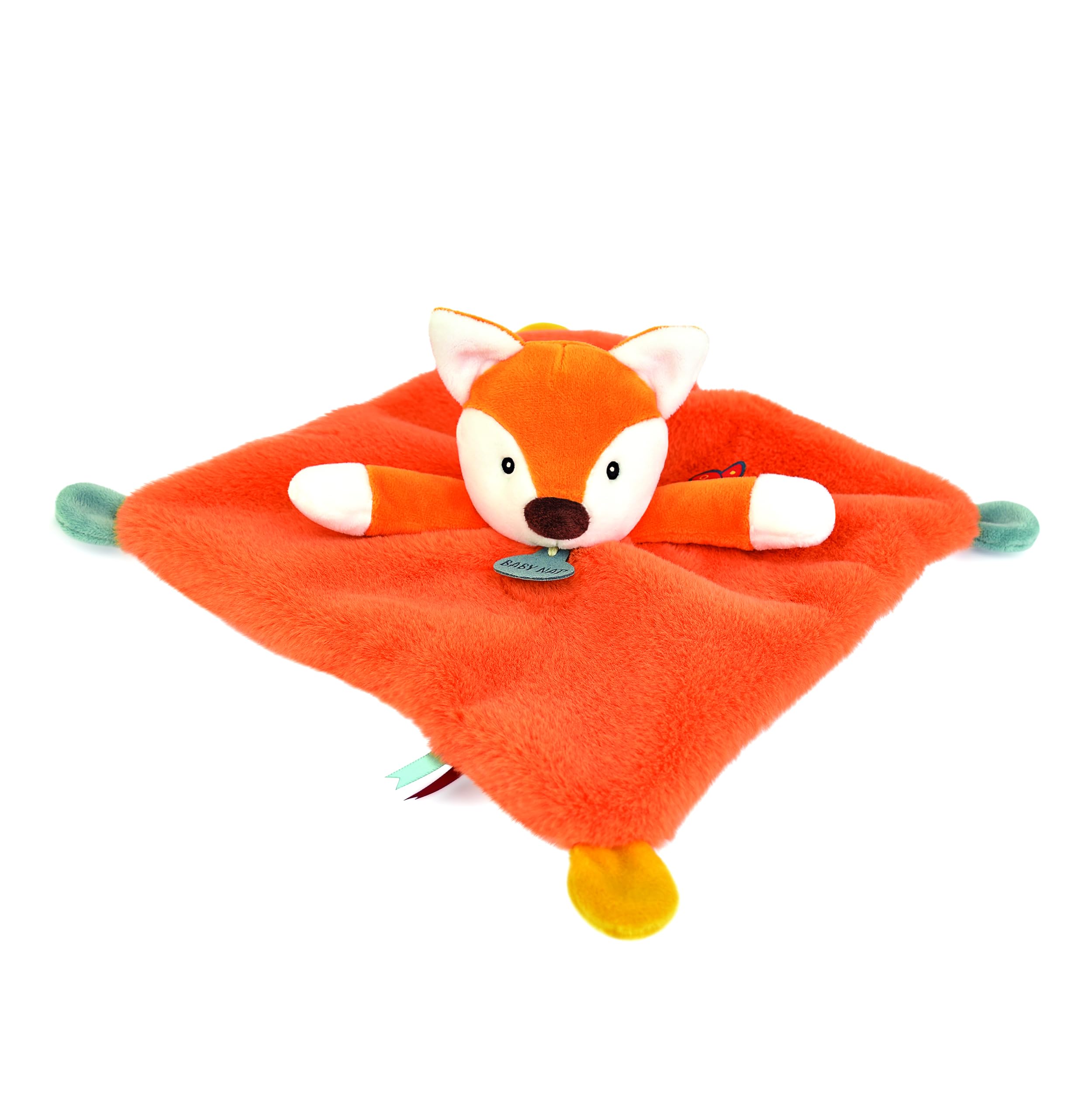 Baby NAT' - Doudou Balthazar Le Renard Orange - Doudou Plat Bébé Naissance et Premiers Mois - Peluche Bébé Douce et Facile à Attraper - Compagnon Jour et Nuit - Idée Cadeau Naissance - BN6020
