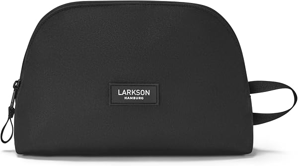 Larkson Trousse de Toilette Hommes & Femmes Noir - Tilda - Sac de Toilette Élégante à Poser - Petite Format pour Voyages, Camping, Piscine - 1