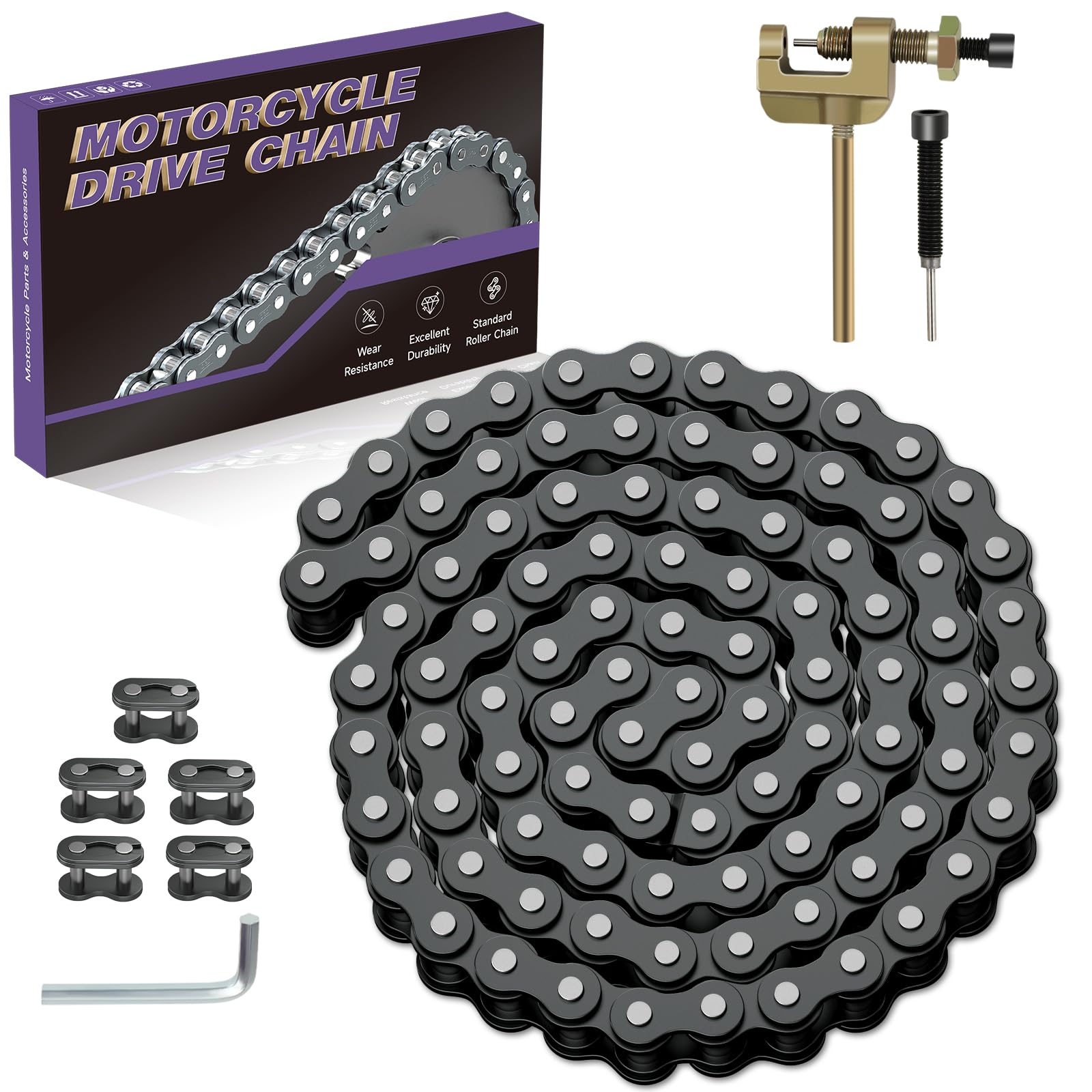 35 Roller Chain 3 Feet 95 Links with Chain Breaker Replacement for Go Kart Cart Mini Bike Bicycle Dirt Bike Motorcycles Powersports Accessories Parts