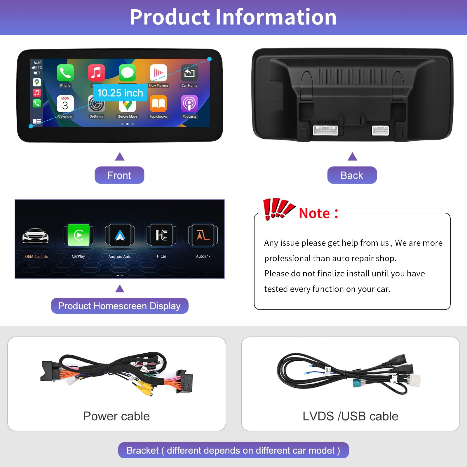 Road Top 10,25 Pollici Autoradio, CarPlay senza fili e Android Auto per Mercedes Benz A CLA GLA Classe W176 C117 X117 X156 2013-2015 Anno con NTG4.5/4.7, schermo tattile Stereo Auto con Mirrorlink
