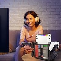 Vista 6 de TNP Games Storage Tower (Up to 15 CD Disc) For PS5 Game Disk Rack and Controller Stand Holder For Xbox Series XNintendo SwitchPS4 Controller Stand