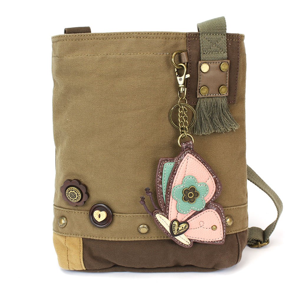CHALA Patch Cross-Body Women Handbag, Canvas Messenger Bag Olive, Metal Charming Cross - Oliv, Medium — view 48