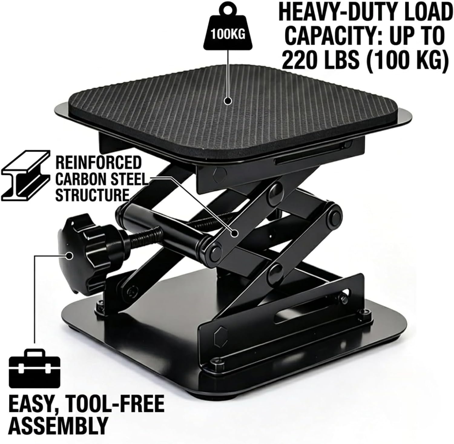 Garbage Disposal Support Bracket, Height Adjustable 2"-6.3" Under Sink Support Stand, Heavy Duty Carbon Steel Disposal Jack Holds Up to 220LBS (Standard (No Spring))