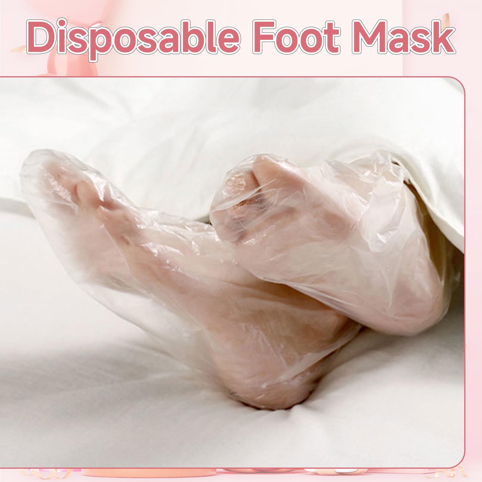 100 Calcetines Desechables de Plástico para Pedicura, Tratamiento de Cera de Parafina, Revestimiento de Baño de Cera para Pies, Máscara Transparente，Incluye pegatinas