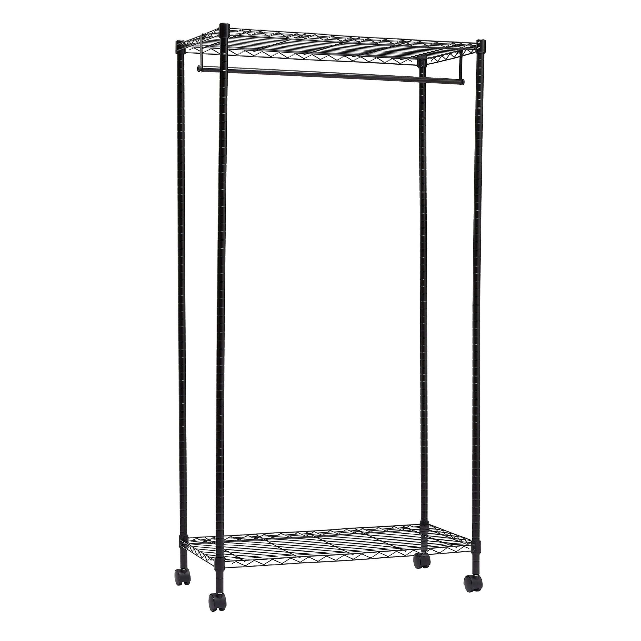 Amazon Basics Portant avec étagères haute et basse, Noir, 91 x 45.6 x 180 cm
