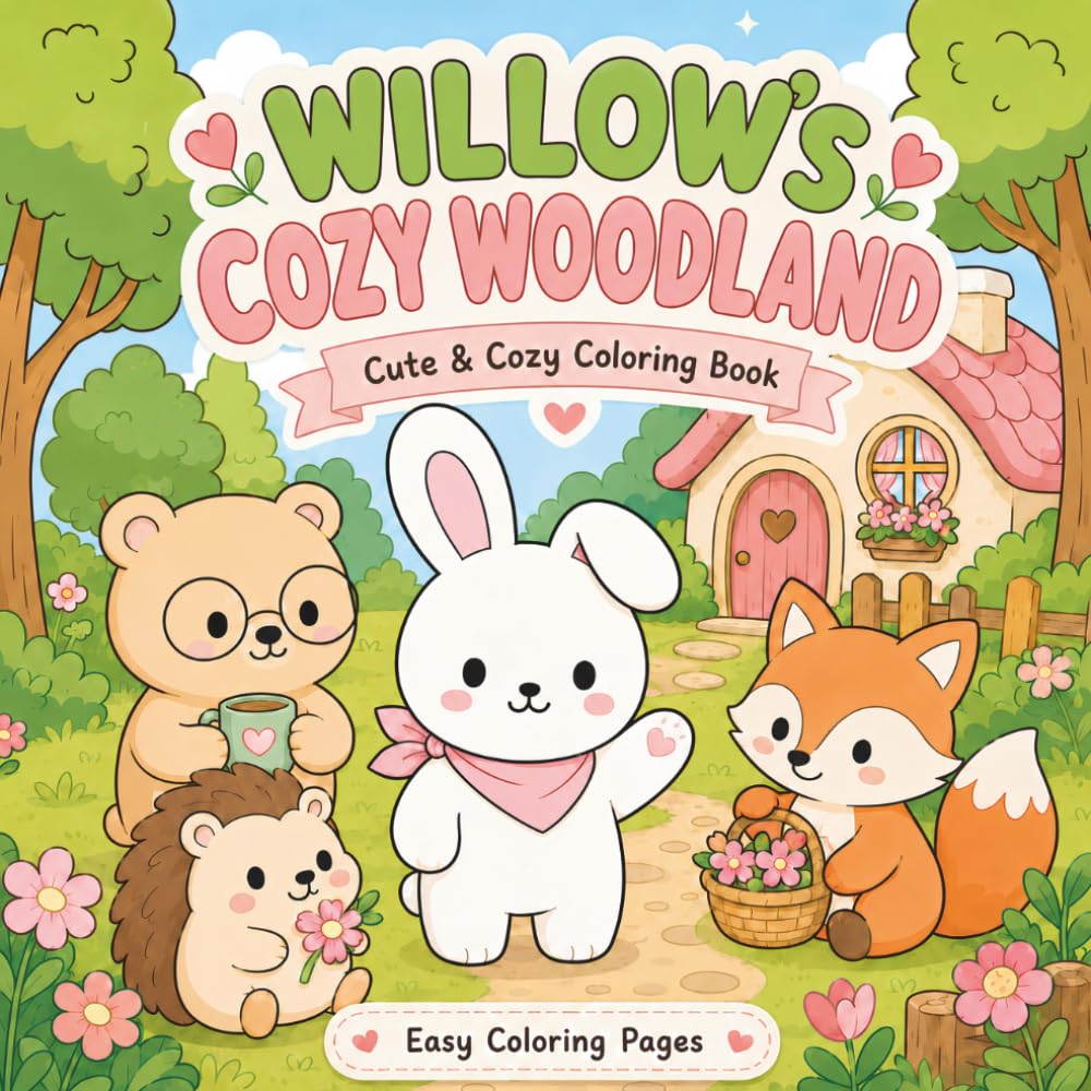 Willow’s Cozy Woodland: A Bold and Easy Coloring Book for Adults and Teens with Cute Forest Friends and 50 Cozy Everyday Adventures