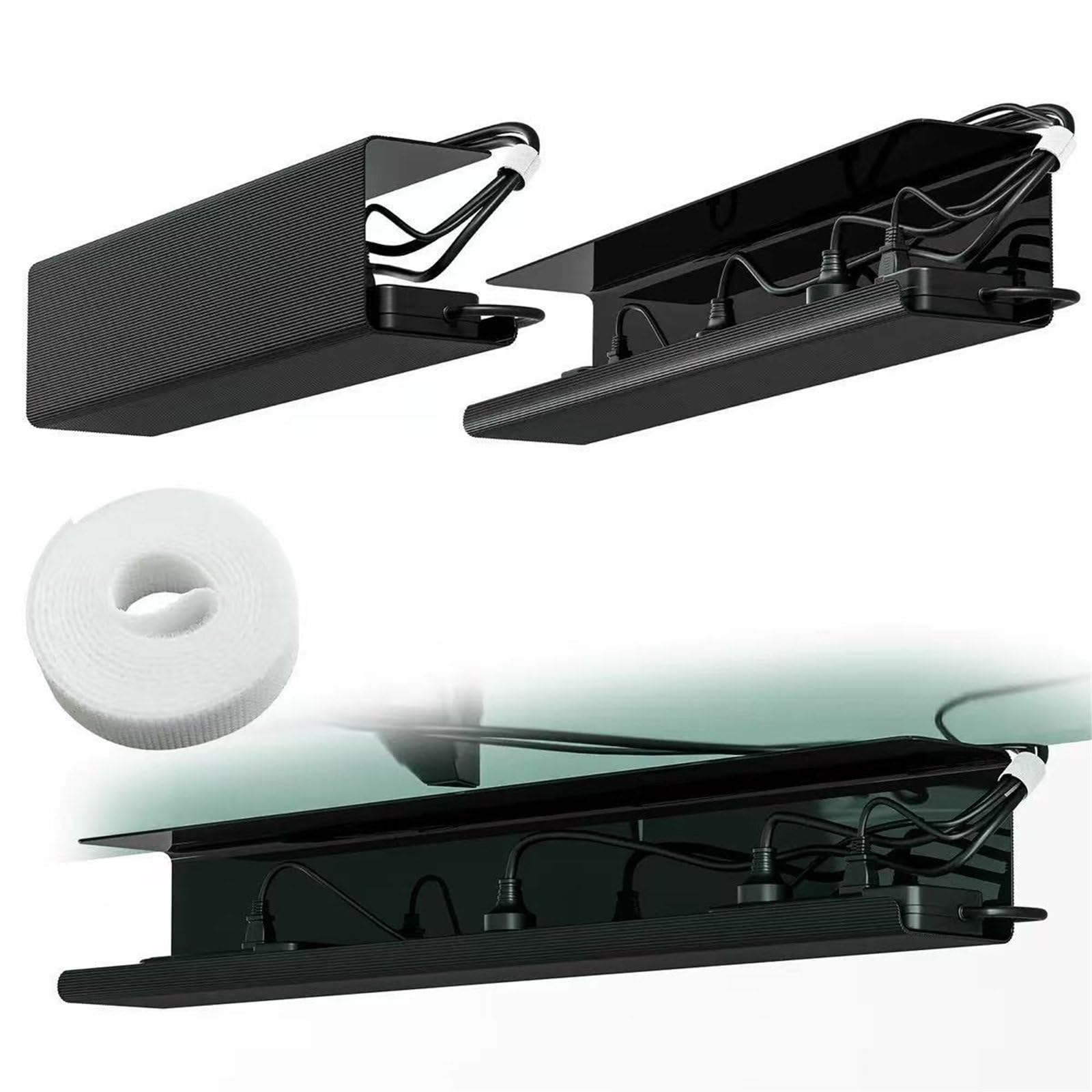 2 configurazioni Rapide sotto la scrivania, vassoi per la Gestione dei Cavi con Struttura in plastica Resistente per organizzatori da scrivania efficienti nel Rilascio disordine