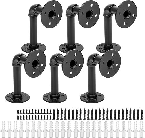 Miniatura 1 de ICOOL Paquete de 4 soportes de estante de tubo de 34 pulgadas, soportes flotantes de pared industrial para tableros de 8, 10, 12, 14 pulgadas,