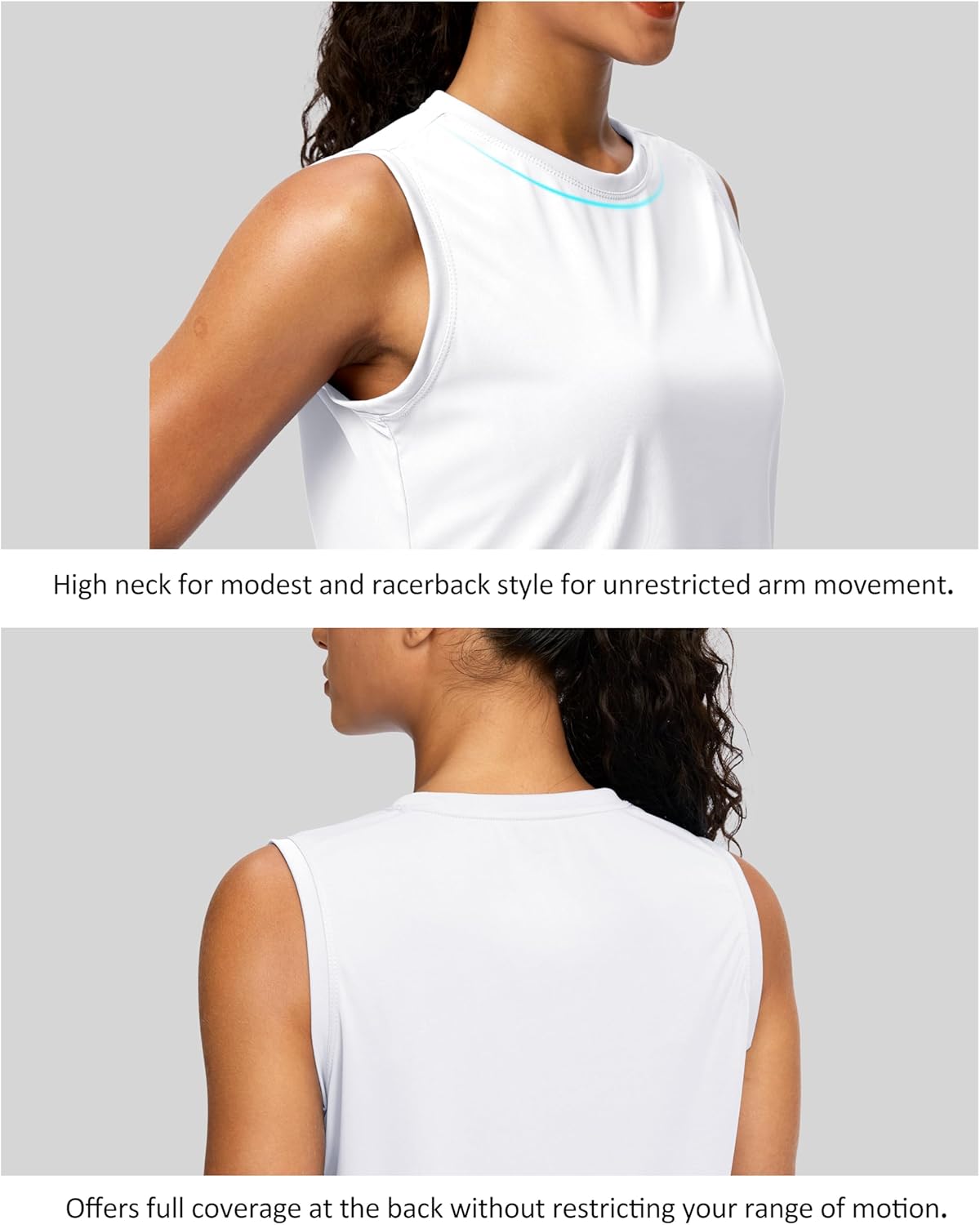 SANTINY Sleeveless Workout Tops for Women Breathable Lightweight Athletic Running Tank Tops Active Tennis Yoga Shirts - Image 6