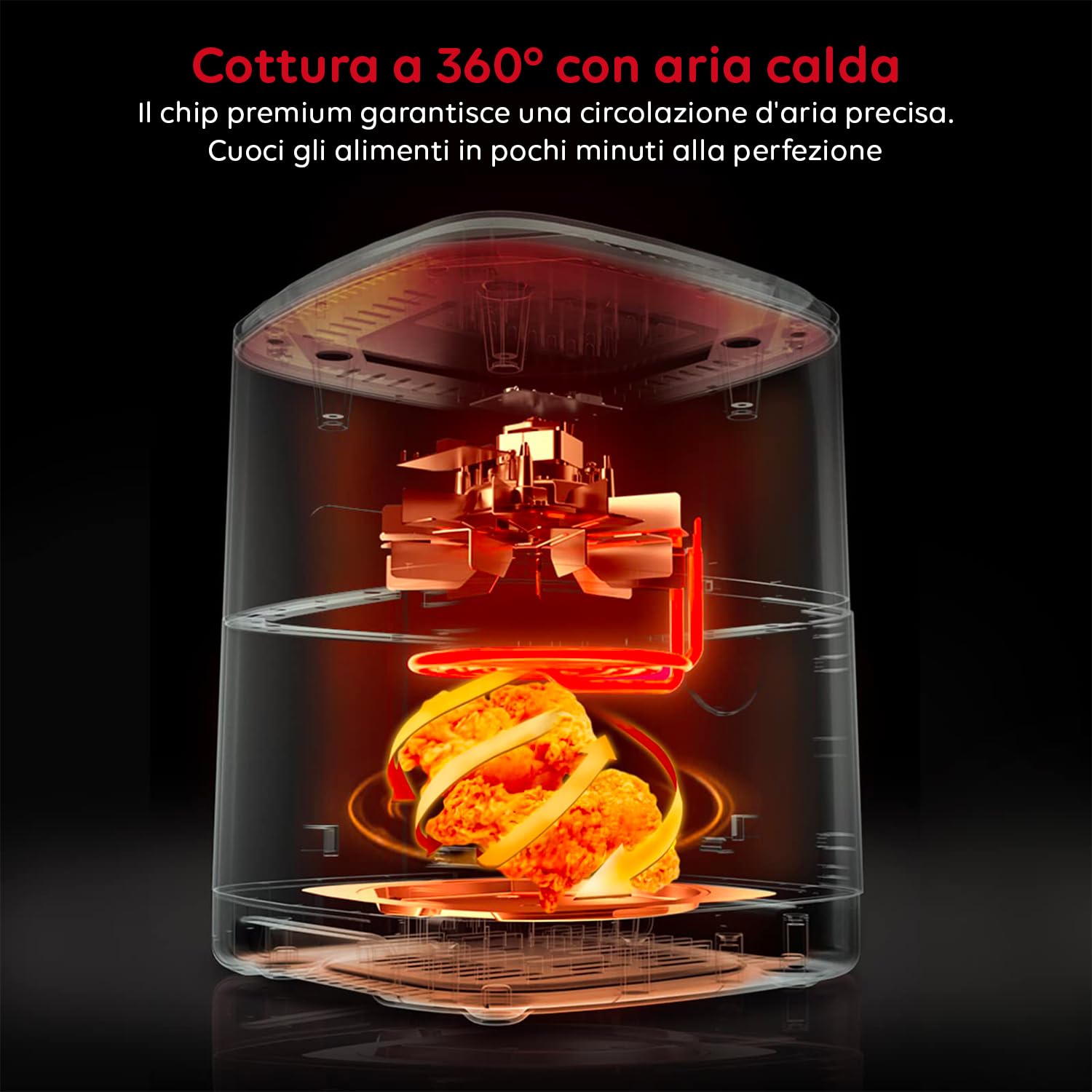 Avilia - TurboFry Friggitrice ad Aria XXL 12L con Display Touch, 12 Programmi, Accessori Inclusi e Ricettario per Cottura Senza Olio, Ideale per Grigliare, Arrostire e Cuocere in Modo Sano