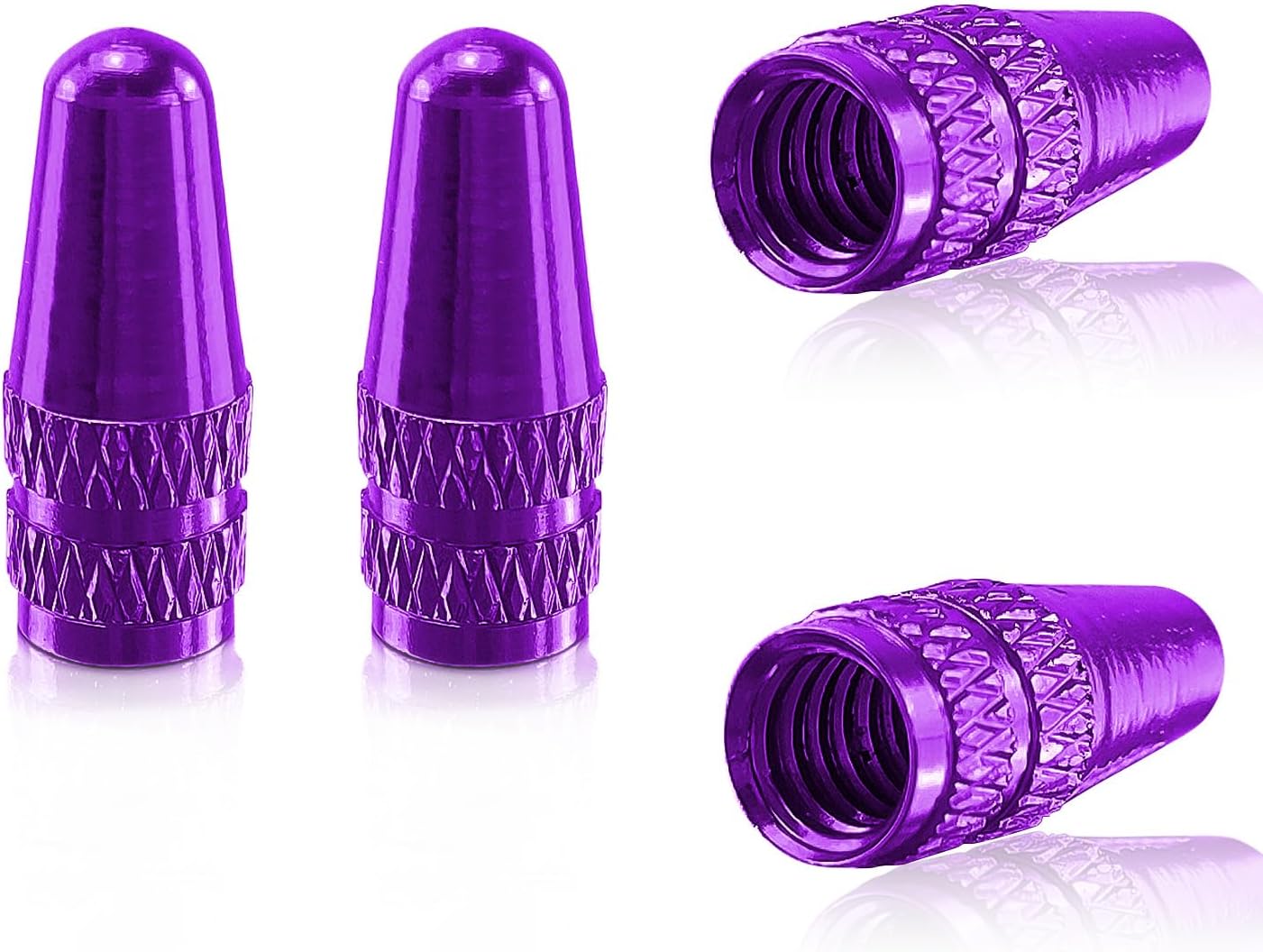 WALWAL Presta French Valve Caps, Anodized Aluminum - Compatible for Mountain Bike, Road Bike, Bicycle(Purple,4Pcs)
