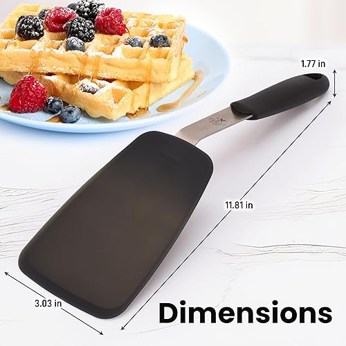 Miniatura 7 de Zulay - Espátula de silicona flexible (11.8 pulgadas), resistente al calor hasta 600 F, espátula de silicona para cocinar, voltear, freír y más,