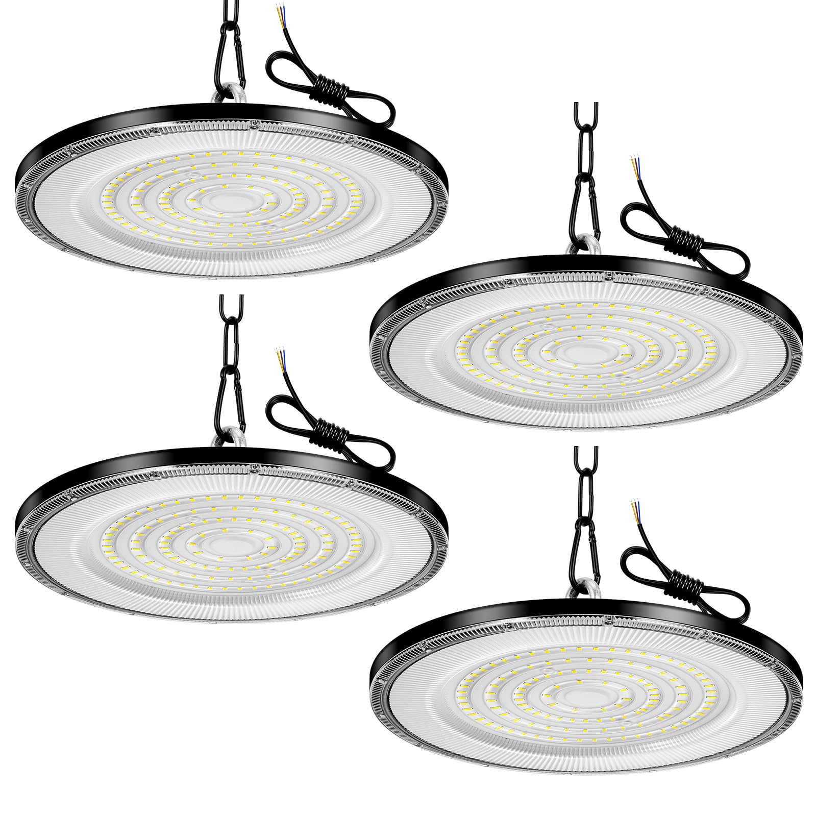 wowspeed 4PCS 200W LED UFO High Bay Light, 20000lm Garage Lighting, 6500K Cold White Hight Bay, IP65 Waterproof Commercial Bay Lighting Industrial UFO Lamp for Factory Workshop Gym Warehouse Shop