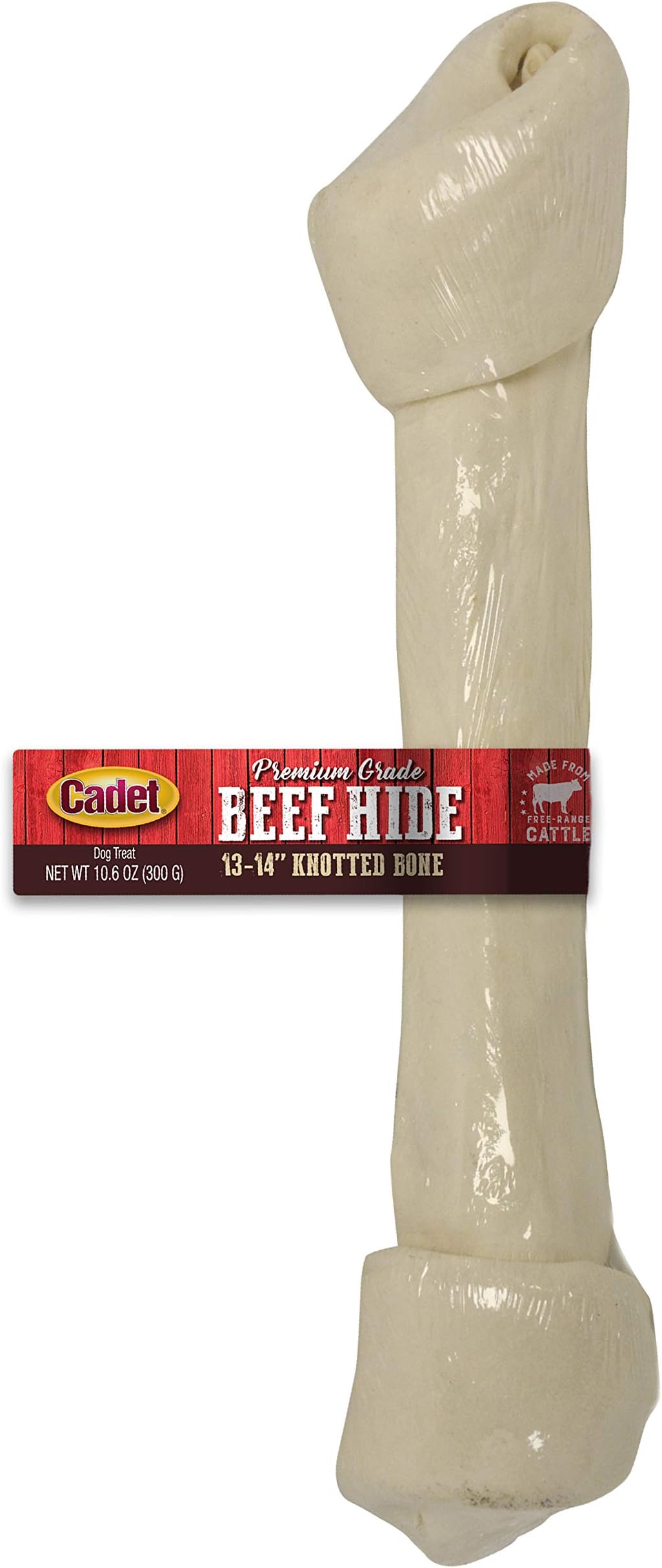 Cadet Premium Grade Beef Hide Knotted Bone Dog Chews, 13-14"