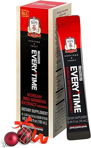 JUNG KWAN JANG Extracto de ginseng rojo coreano Everytime 3000mg  Suplemento energético sin azúcar, té de ginseng, suplemento de ginseng, comida