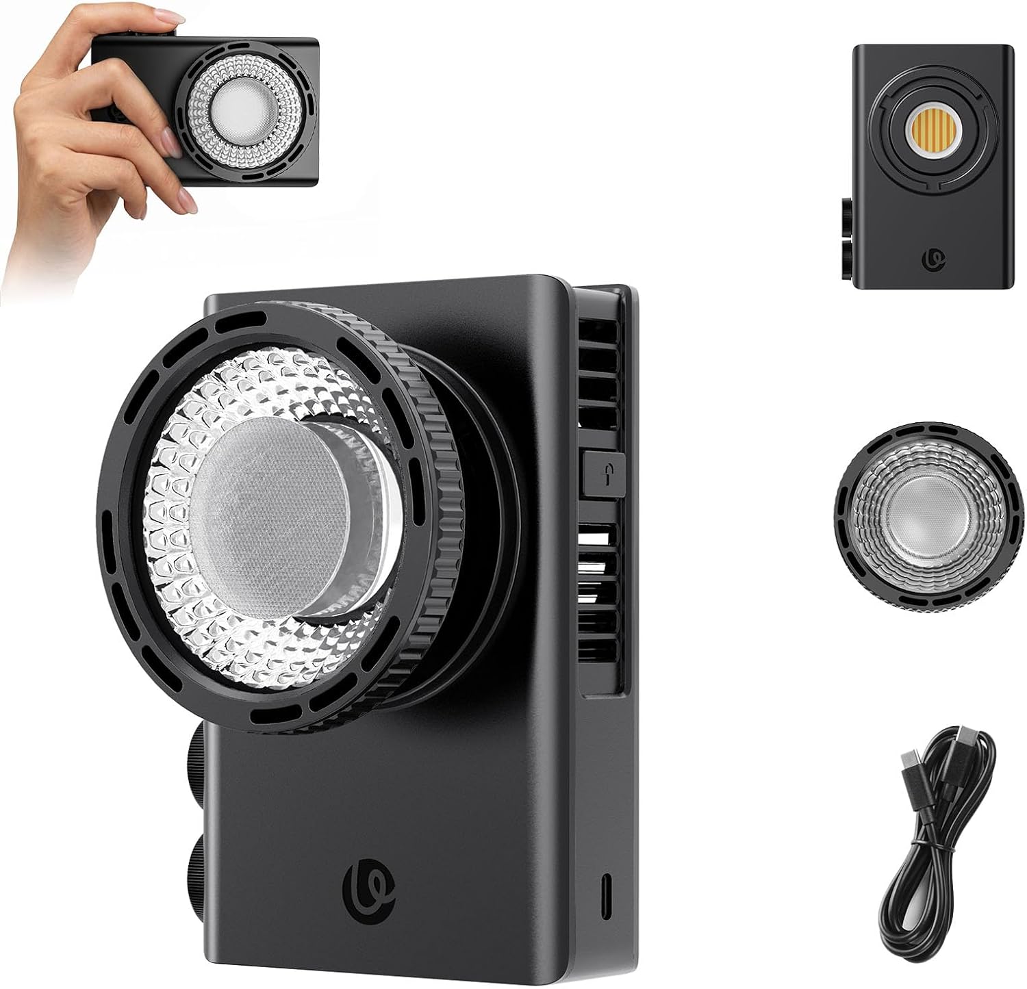 Ulanzi C01 100W Portable COB Video Light, Bi-Color 2700K-6500K | CRI6 Continuous Output Lighting, PD3.0 Fast USB-C Charge With Mini Bowens Mount For Portrait Youtube Tiktok Live Streaming
