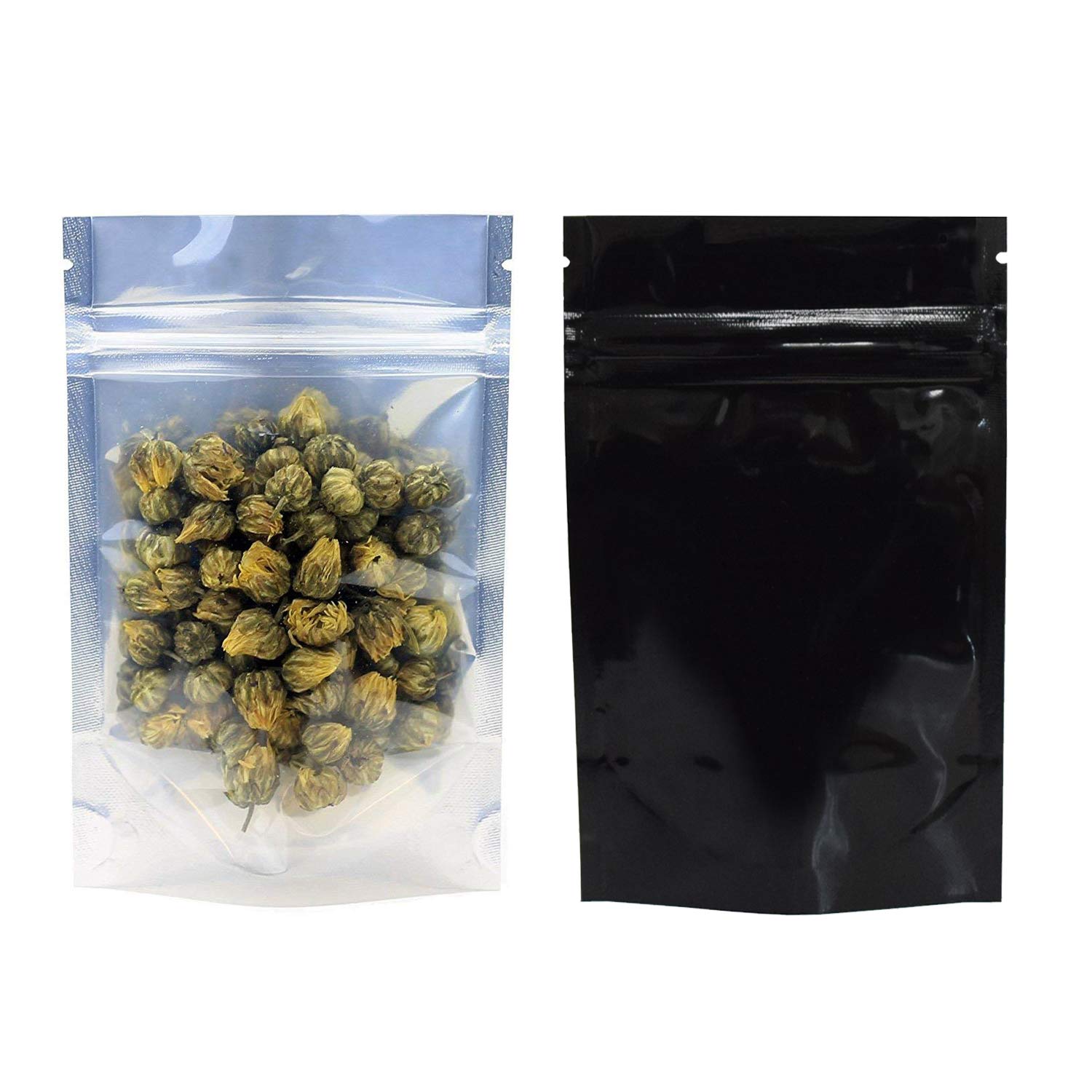 AwePackage Clear Black Resealable Smell Proof Foil Pouch Bag - Airtight Zipper (100, 3-5/8 x 5-5/16 (Eighth))