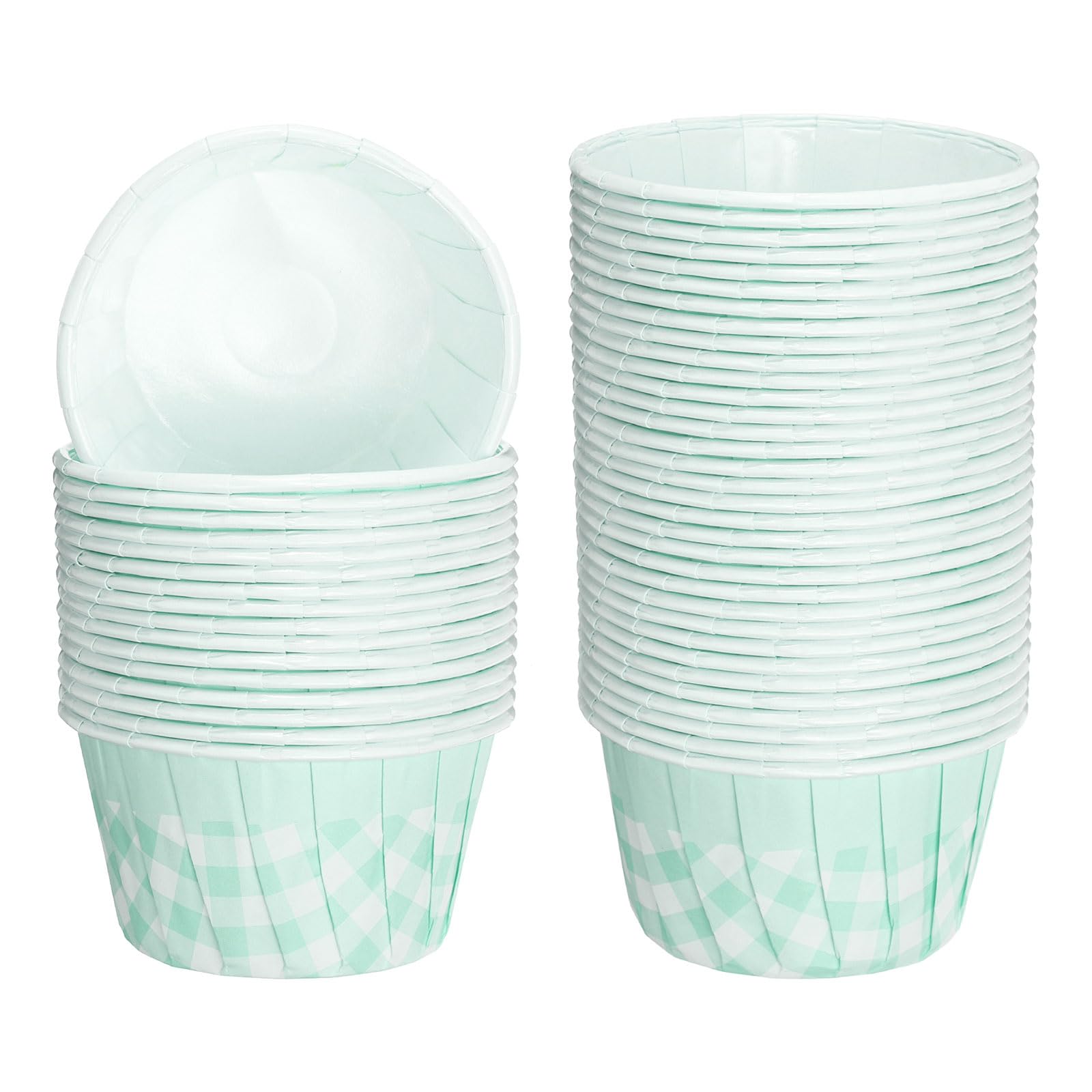Mini caissettes cupcakes treillis papier sulfurisé cuisson muffin bleu clair blanc, lot 50
