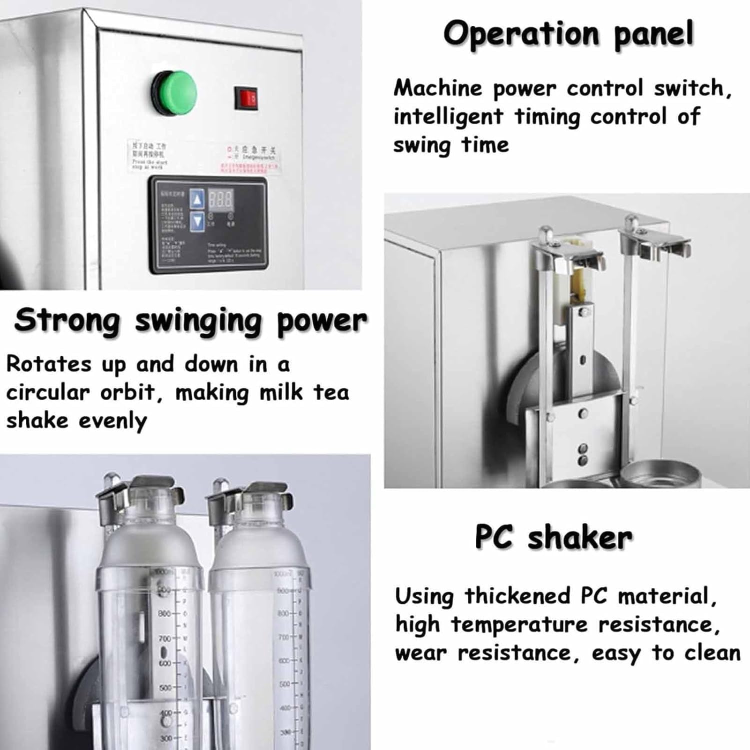 Komercyjny automatyczny Boba Tea Shaker, 120W elektryczny mikser z timerem, Podwójna maszyna do swingu do herbaty bąbelkowej, koktajle, cichy silnik, obejmuje 2 kubki PC