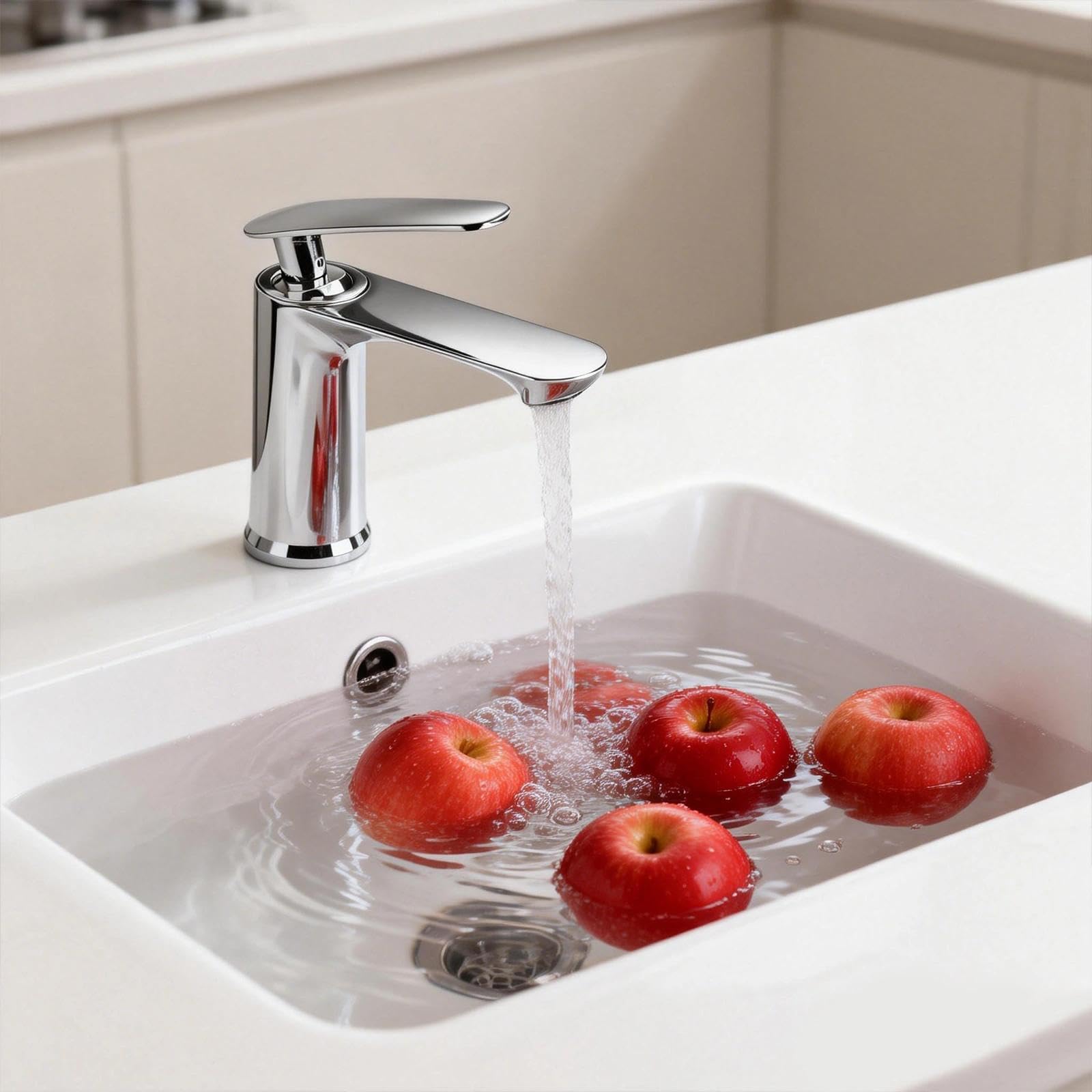 INHHCED Grifo Lavabo Monomando, Grifos Para Lavabos De Baño, Altura Del Caño: 70 Mm, Núcleo De Válvula De Disco Cerámico, Fabricado En Aleación De Zinc (Plata) — view 5