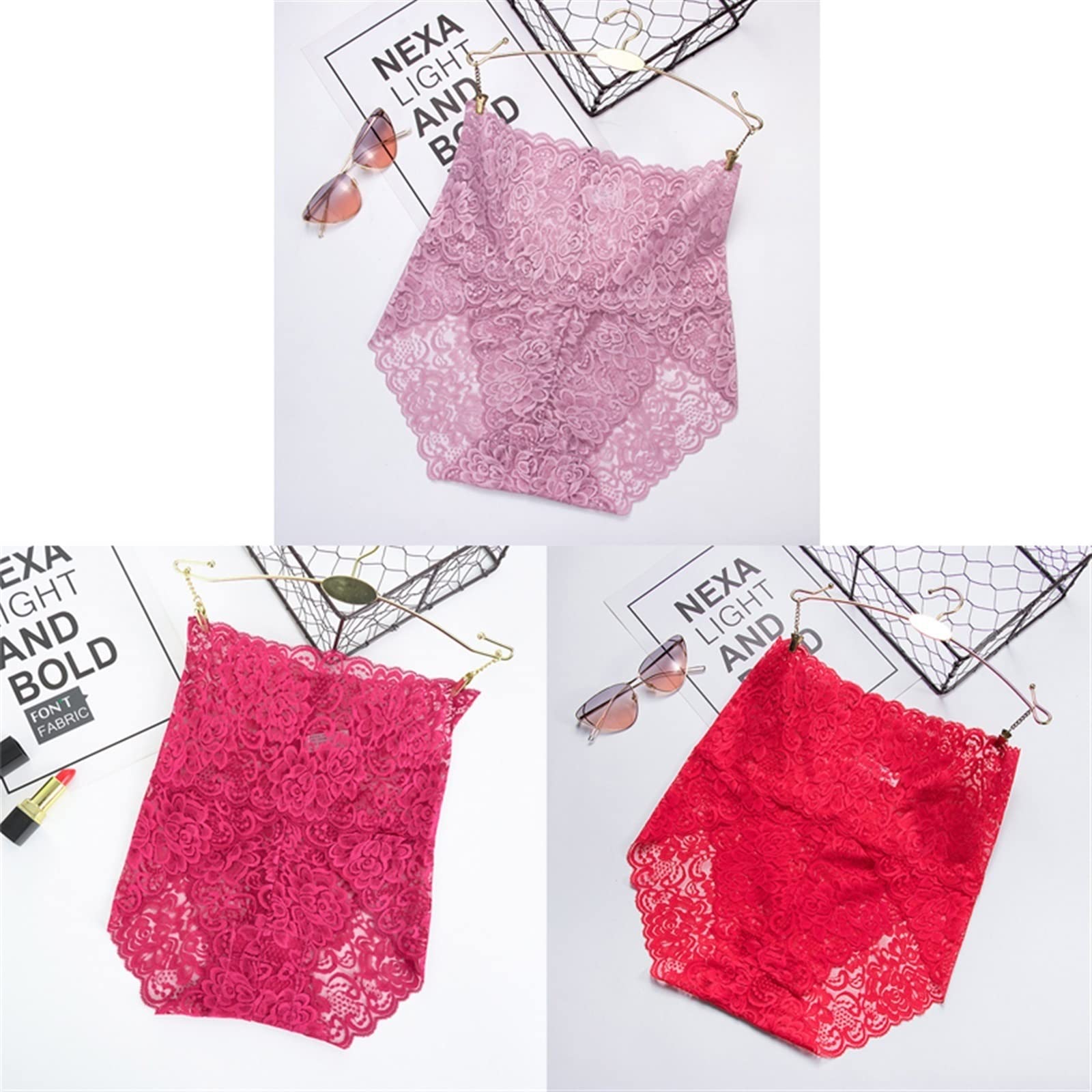 Bragas Braguitas Tangas 3 PCS BRANDES BRIFITOS DE Mujer Pinto Pino Accesorios Mujeres Algodón Algodón Costura Carrera Alta Caja DE Caja DE LA CABLA(Red Winered redgray,XXX-Large)