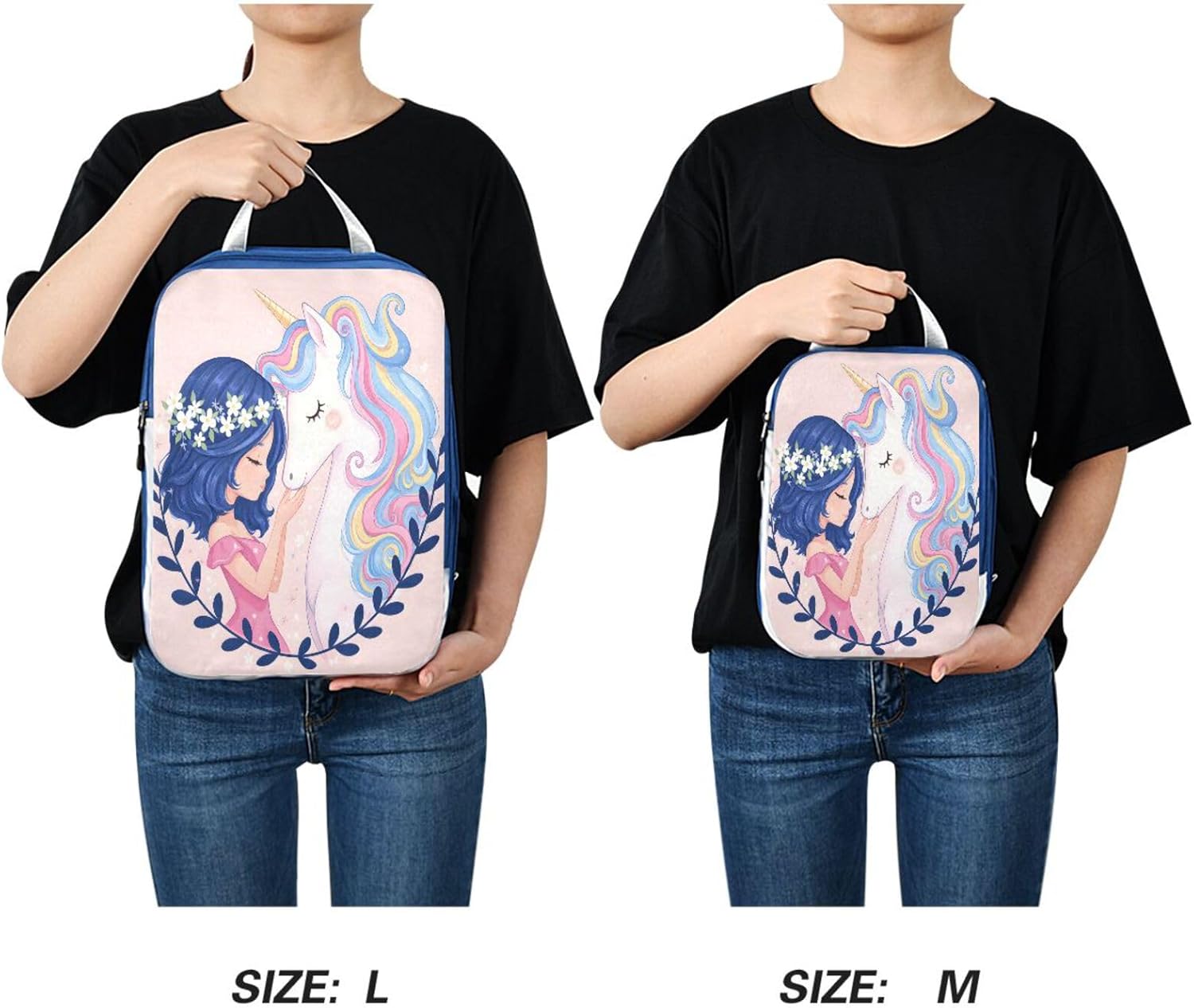 MNSRUU Packing Cubes Cute Girl And Unicorn Compression Luggage Cubes Packing Bags Travel Organizer for Suitcases, 3 PCS