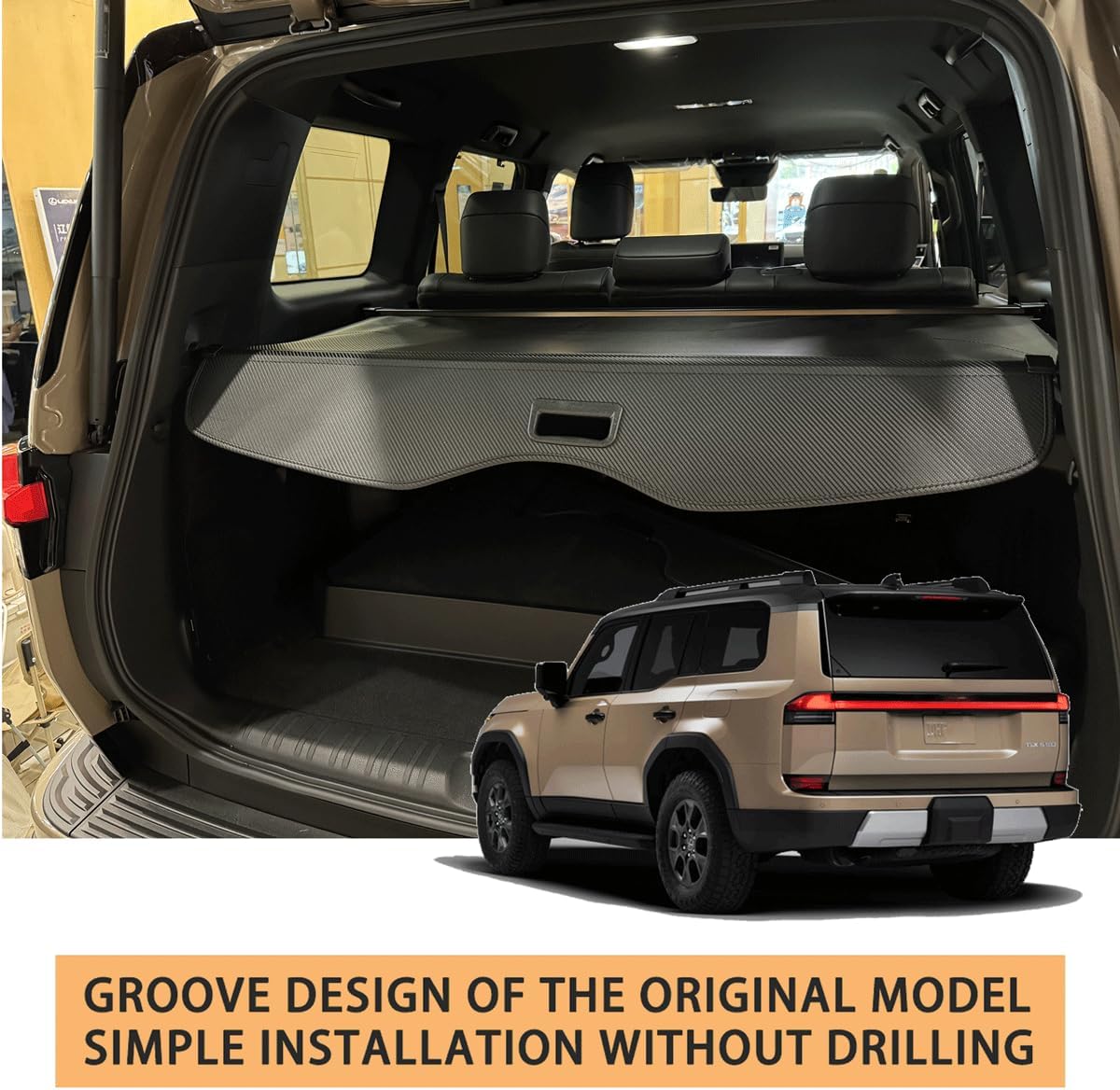 Retractable Cargo Cover Compatible with Toyota Land Cruiser Prado LC250 J250 2024 2025 GX550 Rear Trunk Cover Trunk Security Cover Shielding Shade Privacy Screen Cover Land Cruiser Cargo Cover