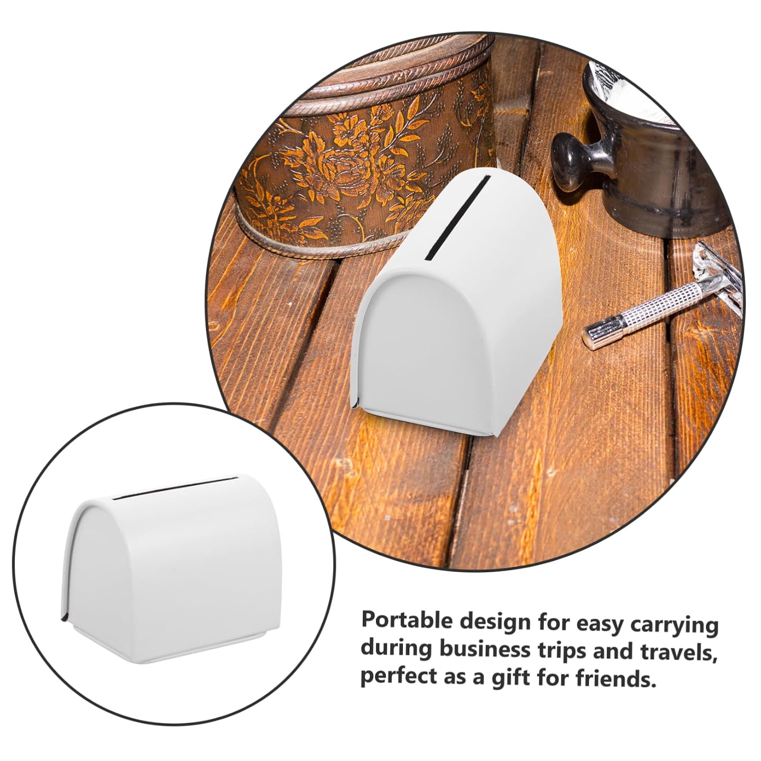 Portable Razor Blade Storage Case White Iron Box image 4