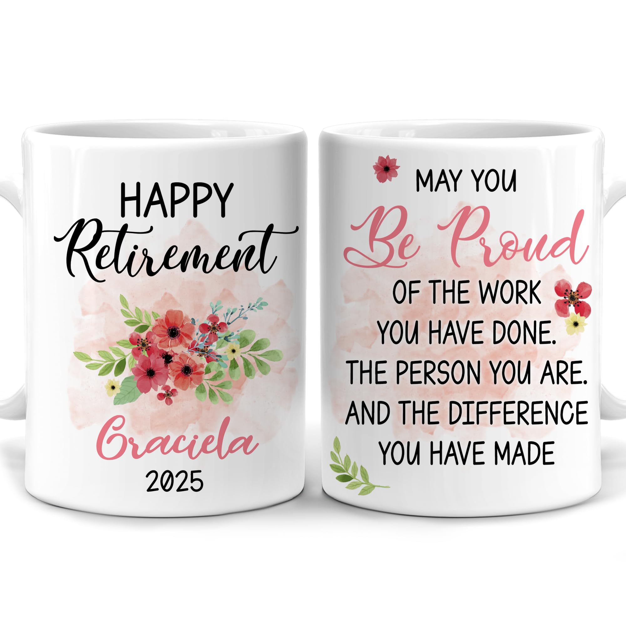 FOXCORNER Personalized Retirement 2025 Mug - Happy Retirement Gifts - Farewell Gift for Coworkers - Retirement Gifts For Men Women - Retirement Mug -