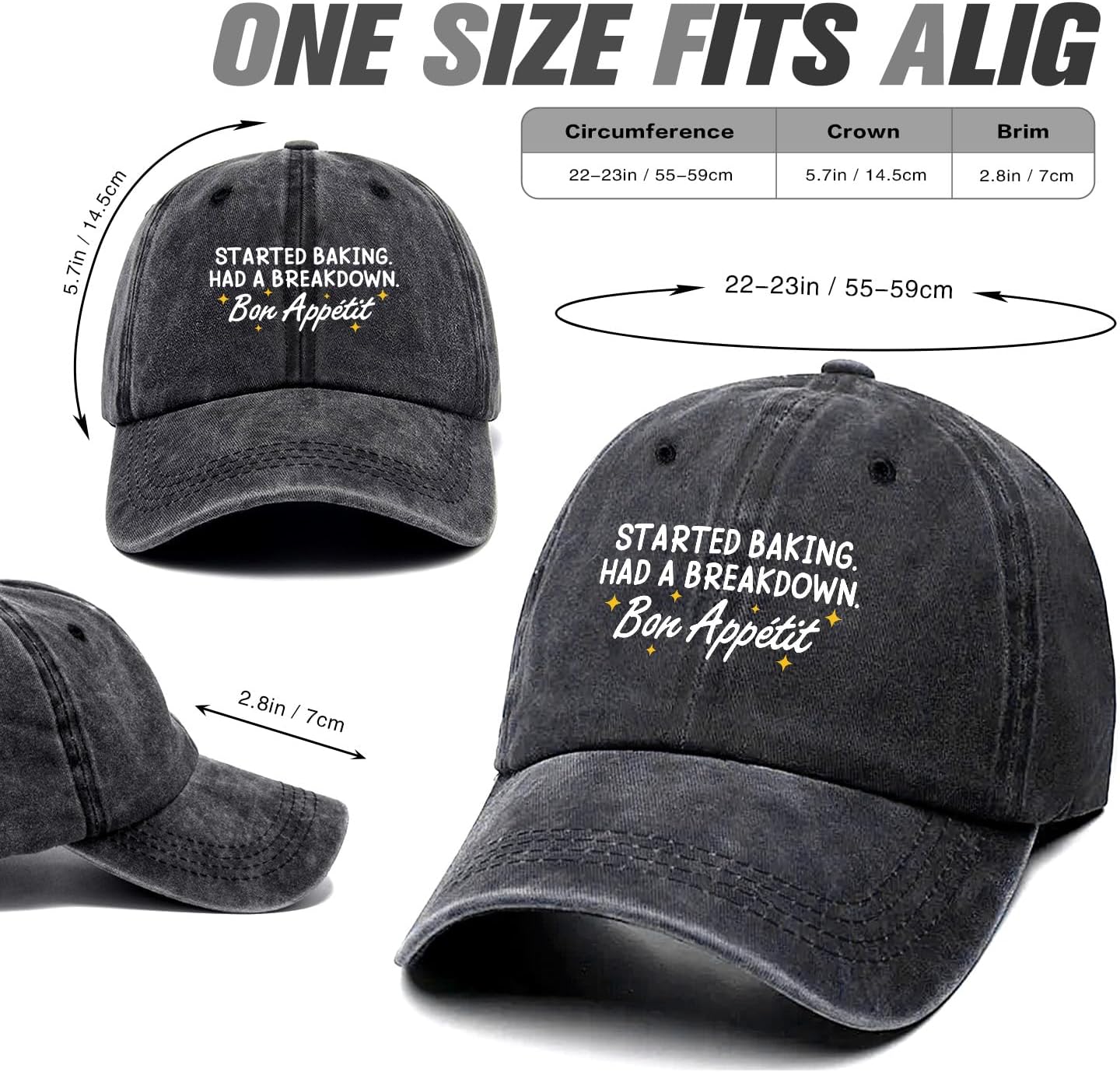 Started Baking Funny Retro Washed Cotton Baseball Cap, Adjustable Lightweight and Breathable Unisex Outdoor bake Chef Hat, Birthday Gifts for Bake lover Mom Aunt Grandma Dad Friend Bestie Coworker